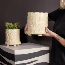 Muddy krukke L 23x23,5 cm beige