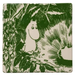 Mummi glassbrikke 10x10 cm 2 stk mystisk skog grønn