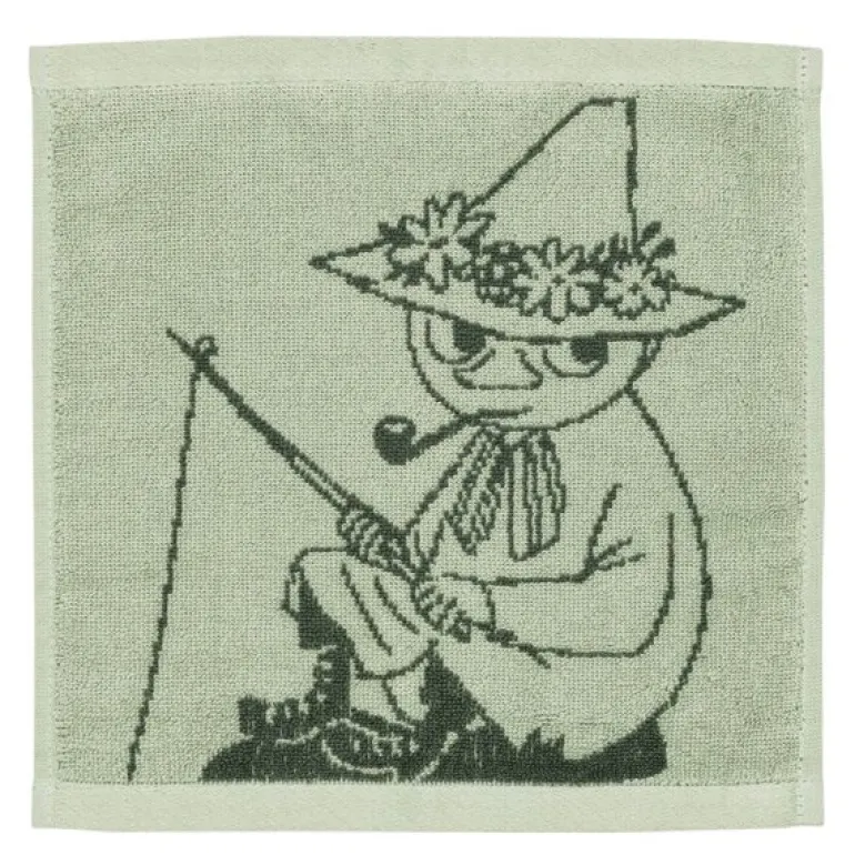 Mummi håndkle 25x25 cm Snusmumrikken grønn