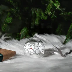 Mummi julekule 7 cm snøfnugg hvit