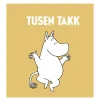 Mummi kort dobbelt 7,5x7,5 cm Tusen takk gul