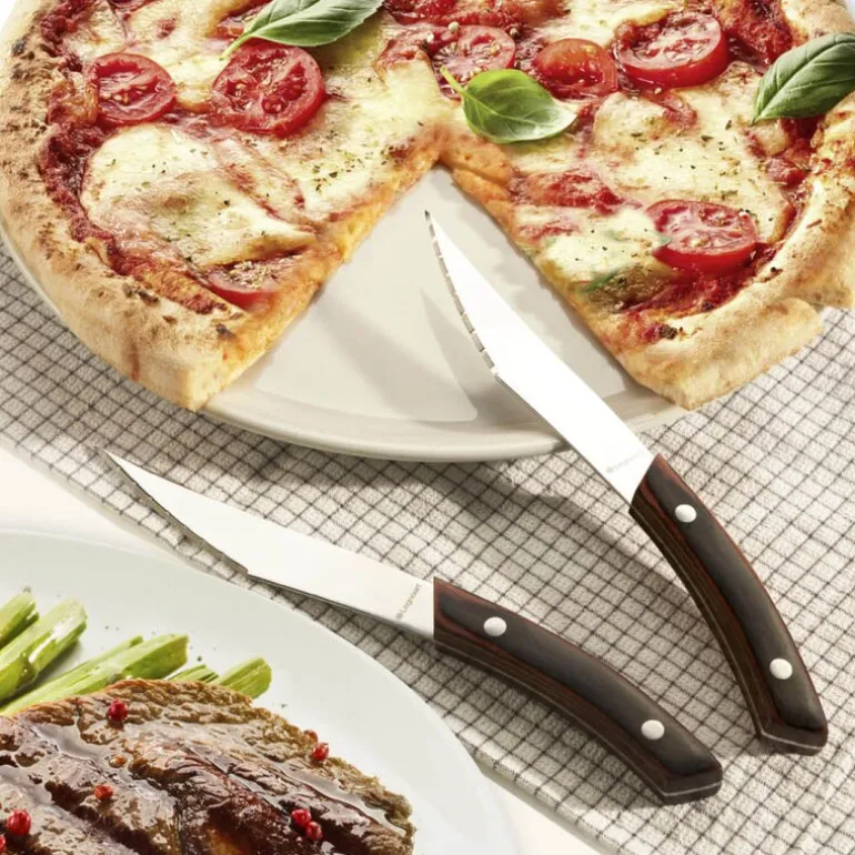 Napoli pizza-/grillkniv 4 stk stål med mørkt håndtak