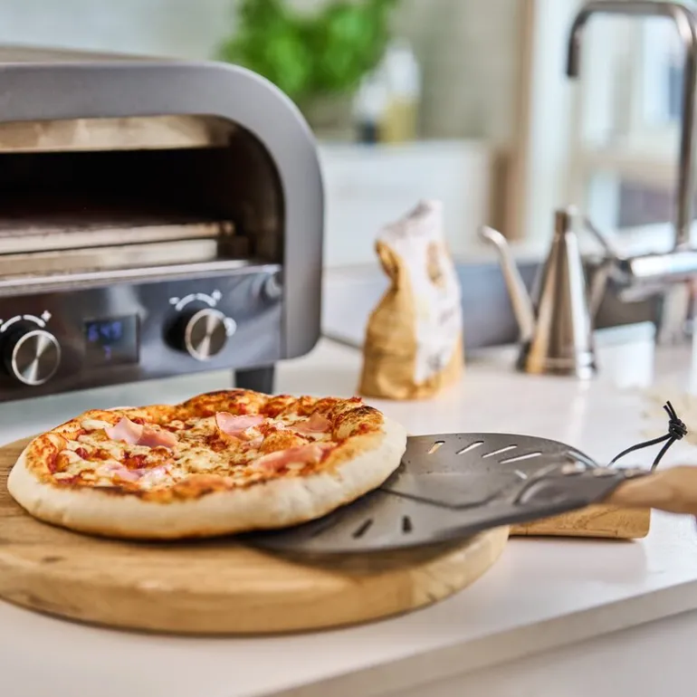 Napo pizzaspade 70x20 cm gun metal/natur