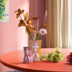 Nina vase 22 cm gul/pink