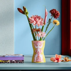 Nina vase 22 cm gul/pink