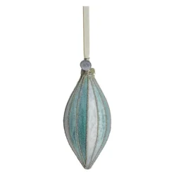 Nomillia ornament avlang 13 cm blå/benhvit
