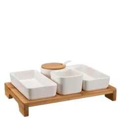 Nor tapassett 7 deler hvit/bambus