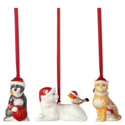 Nostalgic Ornament katt 19,5x14 cm 3 stk multi