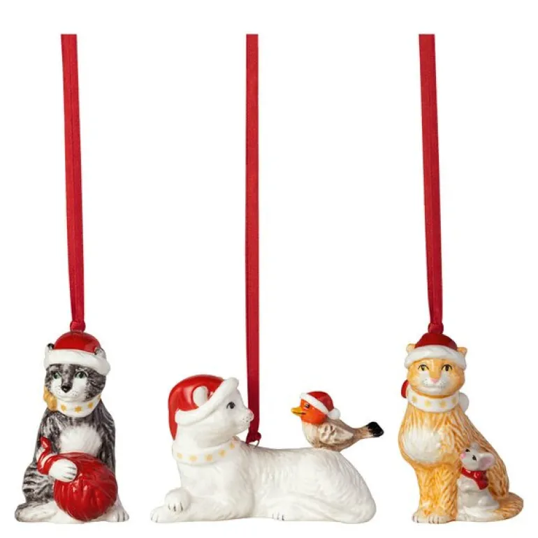 Nostalgic Ornament katt 19,5x14 cm 3 stk multi