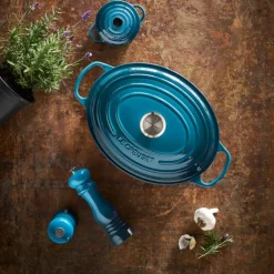 Oval støpejernsgryte 31 cm deep teal