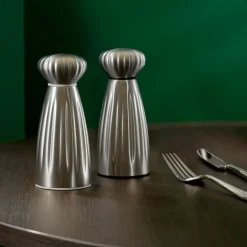 Palm Satin kverner og brett 3 deler rustfritt stål liten