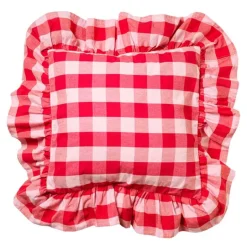 Paola putetrekk med volang 50x50 cm rød/rosa