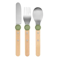 Petit Gourmet barnebestikk 3 deler olivengrønn
