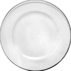 Plisse dekketallerken 33 cm klar/sølv