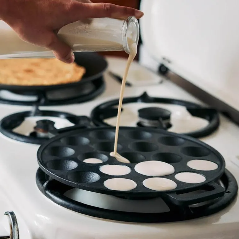 Poffertjes/munkepanne 19 hull 24 cm støpejern