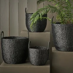 Pottekurv sjøgress 4 stk 35+30+25+20 cm svart
