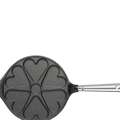 Professional hjerteformet lappepanne med stål håndtak 23 cm støpejern
