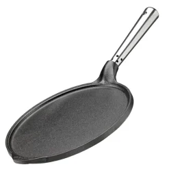Professional pannekakepanne med rustfritt stål håndtak 23 cm støpejern