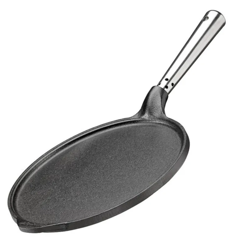 Professional pannekakepanne med rustfritt stål håndtak 23 cm støpejern