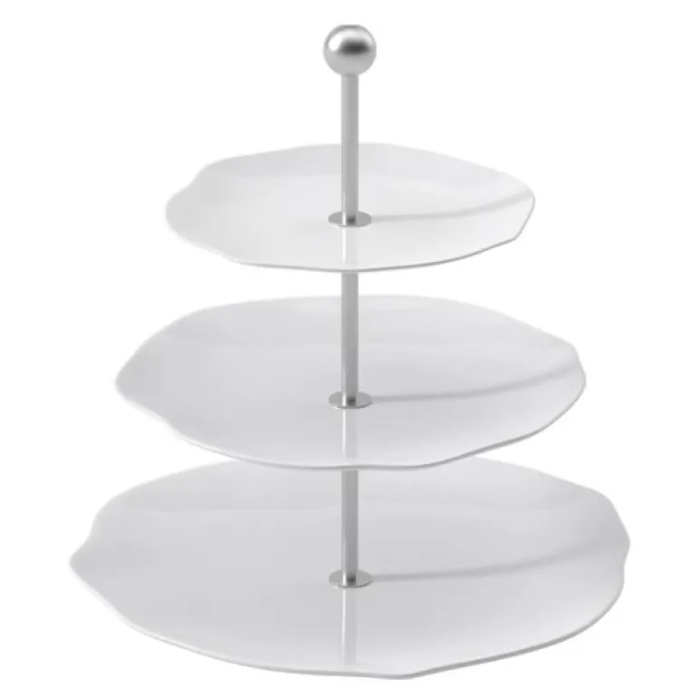 Pura kakefat med 3-etasjer 27 cm hvit