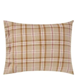 Putetrekk 50x70 cm bomullsflanell rutete fudge/beige/fig