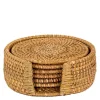 Rattan glassbrikke 6 stk i stativ beige