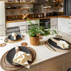Rattan serviettring 4 stk mørk brun