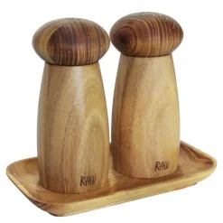 Raw kvernsett med brett 13,5 cm 3 deler teak