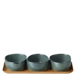 RAW skålsett m/ teaktrebrett northern green