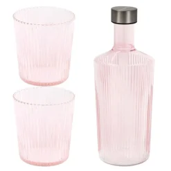 Ribbed Elegance gaveeske Pink 3 deler rosa