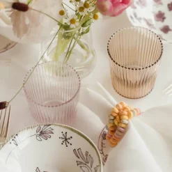 Ribbed Elegance glass Pink 25 cl rosa
