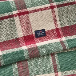 Rib løper bomull 50x250 cm rutete grønn/rød/beige