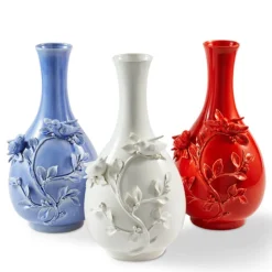 Rijks vase 60 cm 3D-fugler hvit