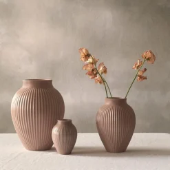Ripple vase 27 cm matt dusty rose