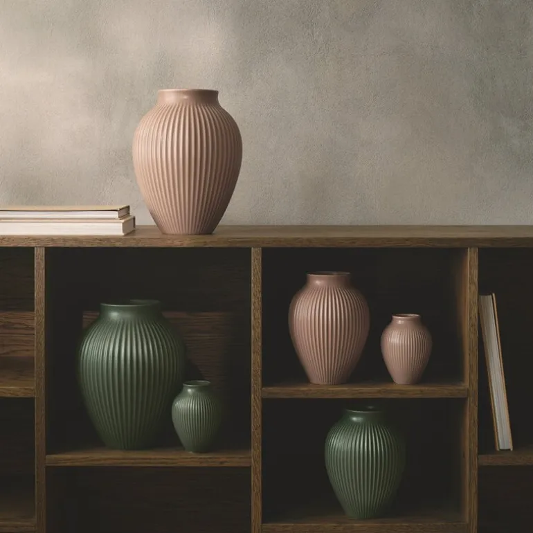 Ripple vase 27 cm matt dusty rose