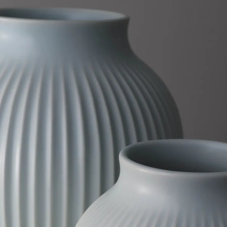 Ripple vase 20 cm matt isblå