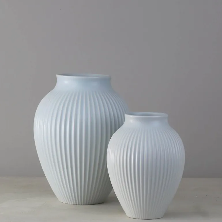 Ripple vase 20 cm matt isblå