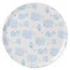 Rund brikke 38 cm hvit/blå blomstermønster