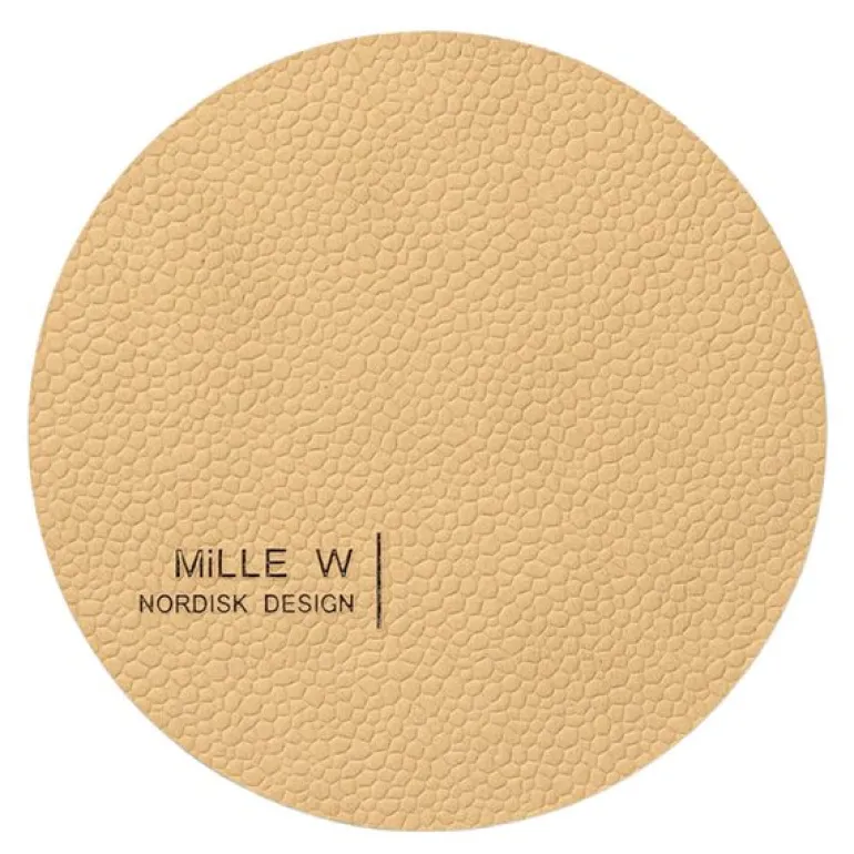 Rund glassbrikke 10 cm beige