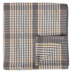Rutete duk 150x350 cm grå/hvit/fudge