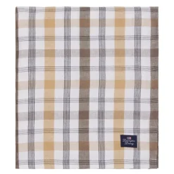 Rutete lin/bomulls duk 180x180 cm oliven/hvit/beige