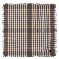 Rutete serviett med frynser 50x50 cm grå/hvit/fudge