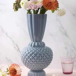 Samsurium Jumbobell vase 32,5 cm blå/grå