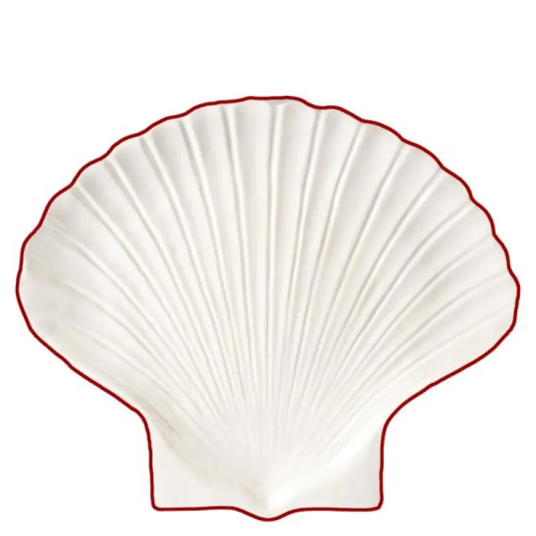 Sea collection asjett 16x13 cm shell hvit/rød