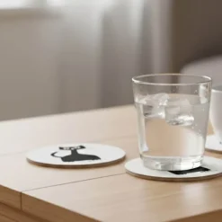 Selma glassunderlag 4 stk hvit/svart