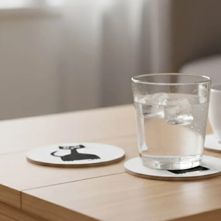 Selma glassunderlag 4 stk hvit/svart