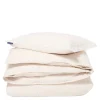Sengesett bomullssateng 200x220 cm beige/hvit stripete