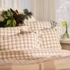 Sengesett flanell 140x220 cm rutete grønn/beige/hvit
