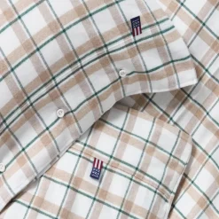Sengesett flanell 140x220 cm rutete grønn/beige/hvit