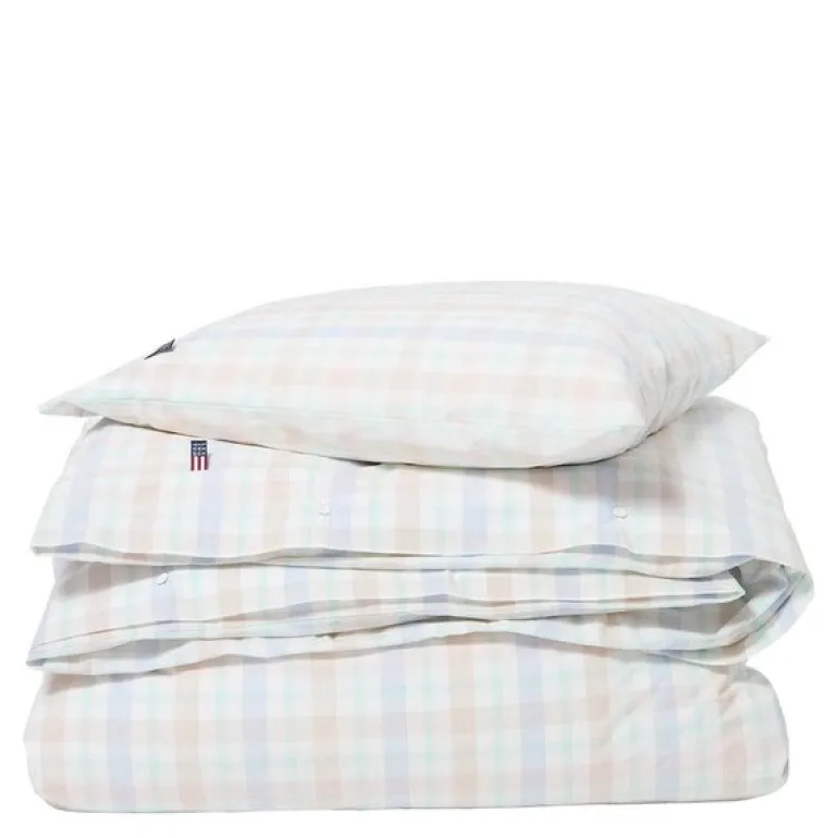 Sengesett percale 140x220 cm flerfarget rutete